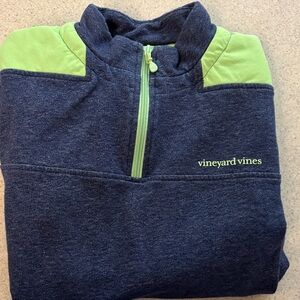 Vineyard Vines men’s Blue and Lime Quarter-Zip size small